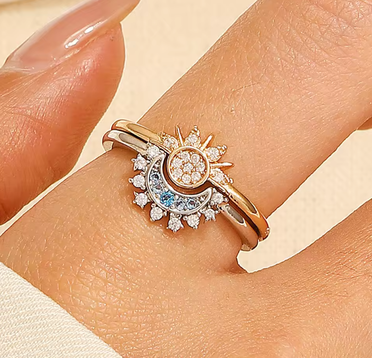 Neluria | Bague de couple Soleil et Lune 2 pcs