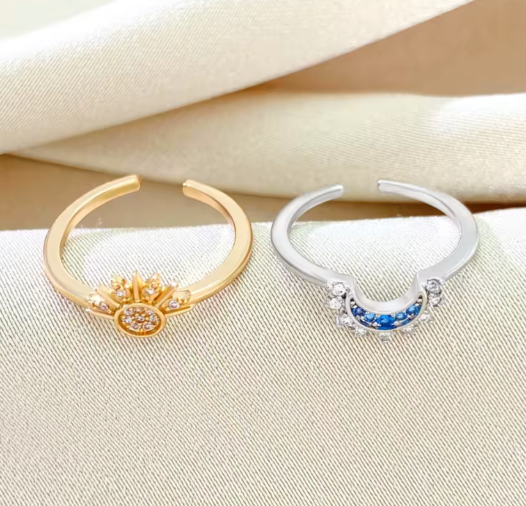 Neluria | Bague de couple Soleil et Lune 2 pcs